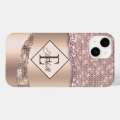 Trendy koperen diamanten monogram Case-Mate iPhone case (Achterkant (horizontaal))