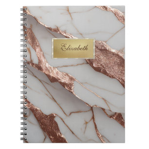 Trendy koperen glitter marmer notitieboek