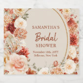 Trendy koperen hortensia en rozen herfst likeurfles etiket (Enkel label)