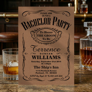 Trendy Kraft Typografie Jonggezellenfeest Kaart