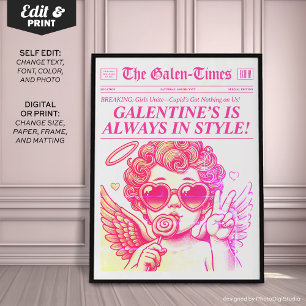 Trendy krant Art Print, Aangepaste Valentijnscadea Poster