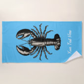 Trendy  kreeft gepersonaliseerd blauw strandlaken (Voorkant)