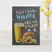 Trendy krijtbord effect, met bier, burger kaart (Gele Bloem)