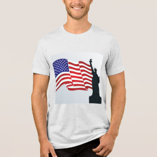 Trendy Lady Liberty en Amerikaanse vlag Tri-Blend Shirt