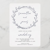Trendy Laurel Leaf Qr Code Script Weddenschap Real Folie Uitnodiging (Voorkant)