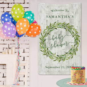 Trendy Laurel Wreath Greenery Baby shower Welkom Spandoek