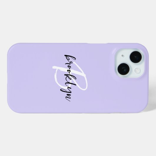 Trendy Lavendel Zwart Wit Script Monogram Case-Mate iPhone Case (Achterkant (horizontaal))