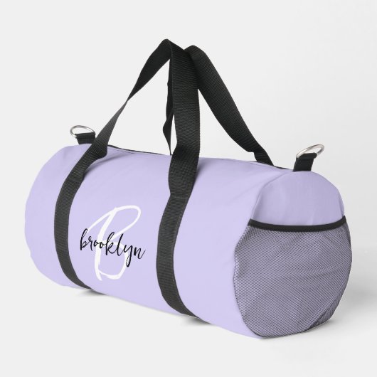 Trendy Lavendel Zwart Wit Script Monogram Plunjezak (Rechterhoek)