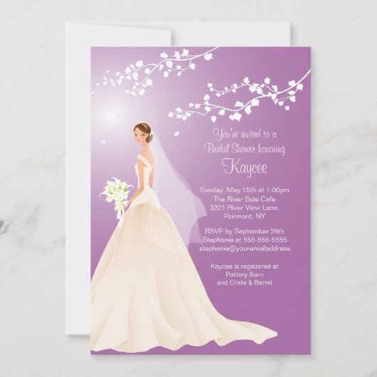 Trendy Lavender BRUNETTE Bride Vrijgezellenfeest Kaart (Voorkant)