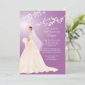 Trendy Lavender BRUNETTE Bride Vrijgezellenfeest Kaart (Staand voorkant)