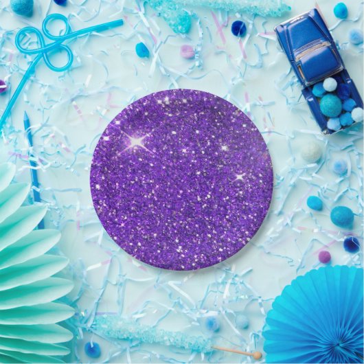 Trendy Lavender Paars Sparking Glitter Glitz Papieren Bordje (Feest)
