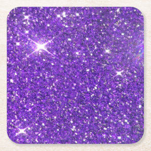 Trendy Lavender Paars Sparking Glitter Glitz Vierkante Kartonnen Onderzetter