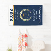 Trendy Law Student Afstuderen Gold & Navy Banner (Insitu)