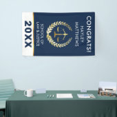 Trendy Law Student Afstuderen Gold & Navy Banner (Beurs)