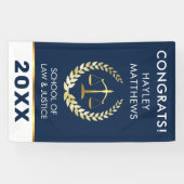 Trendy Law Student Afstuderen Gold & Navy Banner (Horizontaal)