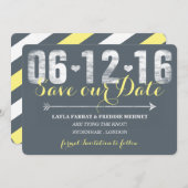 Trendy Lemon & Grey Save the Date (Voorkant / Achterkant)