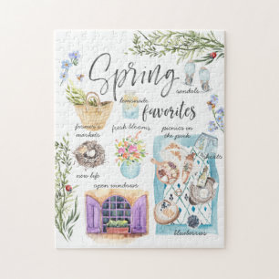 Trendy lente favorieten   Watercolor Illustratie Legpuzzel