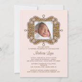 Trendy Leopard Lijst Foto Baptisme Invitation Kaart (Voorkant)