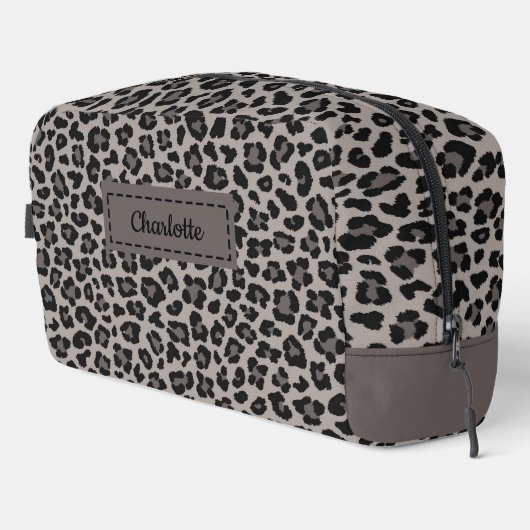 Trendy Leopard Print Aangepaste Naam Cosmetische T Toilettasje (Rechterhoek)
