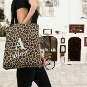 Trendy Leopard Print Custom Monogram & Naam Draagtas