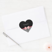 Trendy Leopard Print en roze lint met naam Hart Sticker (Envelop)