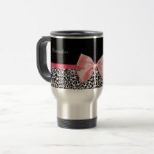 Trendy Leopard Print en roze lint met naam Reisbeker (Voorkant links)
