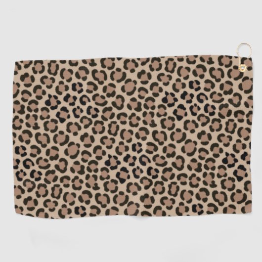Trendy Leopard Print Fur Effect Repeat Pattern Golfhanddoek (Horizontaal)