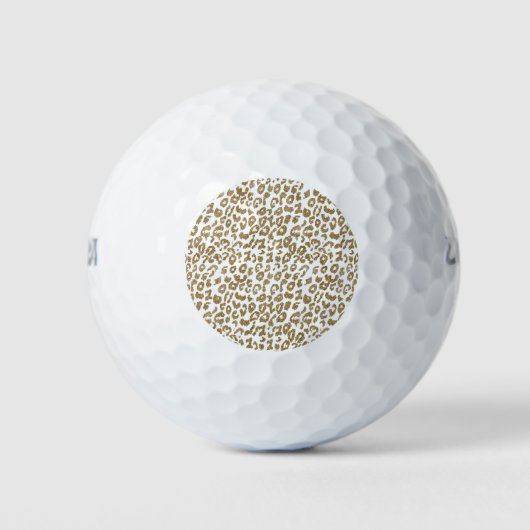 Trendy Leopard Print Gouden Glitter Golfballen (Voorkant)
