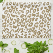 Trendy Leopard Print Gouden Glitter Theedoek (Gevouwen)