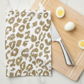 Trendy Leopard Print Gouden Glitter Theedoek (Quarter Fold)