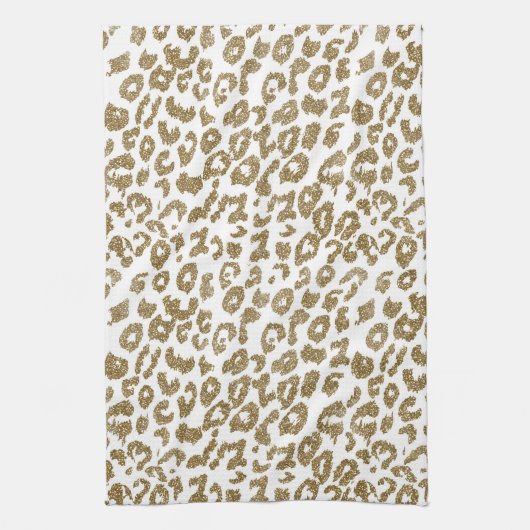 Trendy Leopard Print Gouden Glitter Theedoek (Verticaal)