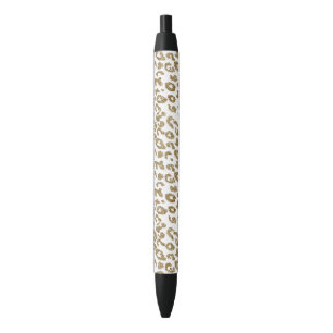 Trendy Leopard Print Gouden Glitter Zwarte Inkt Pen
