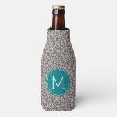 Trendy Leopard Print Pattern met Aqua Monogram Flesjeskoeler (Fles Voorkant)