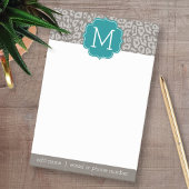Trendy Leopard Print Pattern met Aqua Monogram Post-it® Notes