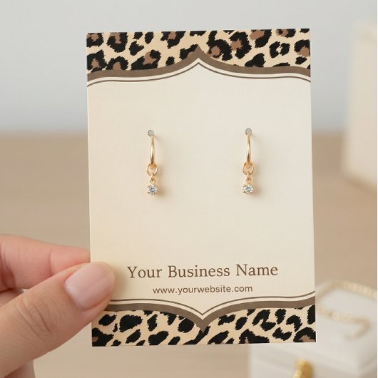 Trendy Leopard Print Pattern Oorbel Display Kaarte Visitekaartjes
