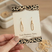 Trendy Leopard Print Pattern Oorbel Display Kaarte Visitekaartjes