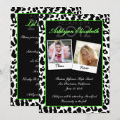 Trendy Leopard Then and Now Graduation Invitation Kaart (Voorkant / Achterkant)