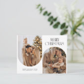 Trendy lettering twee foto kerstvakantie briefkaart (Staand voorkant)