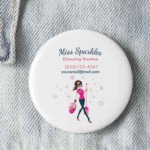 Trendy Leuke Housecleaning Maid Service Business Ronde Button 5,7 Cm