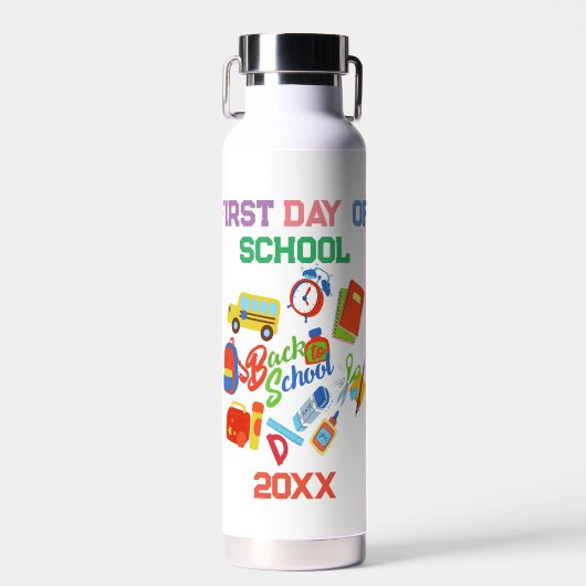 Trendy levendig Back to School Pattern Waterfles (Voorkant)
