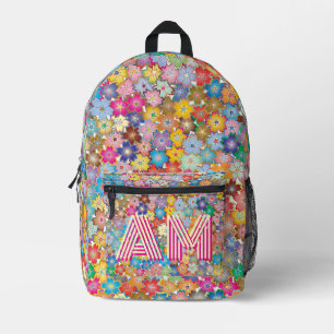 Trendy Levendige Bloem Rugzak Aangepaste Monogram