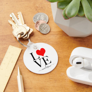 Trendy LIEFDE Gepersonaliseerde Naam Sleutelhanger
