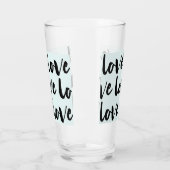 Trendy liefde typografie op Pastel Blue Glas (Links)