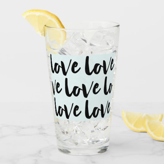 Trendy liefde typografie op Pastel Blue Glas (Voorkant ijs)