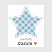 Trendy Light Blue tartan kerstster Sticker (Vel)