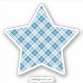 Trendy Light Blue tartan kerstster Sticker (Voorkant)