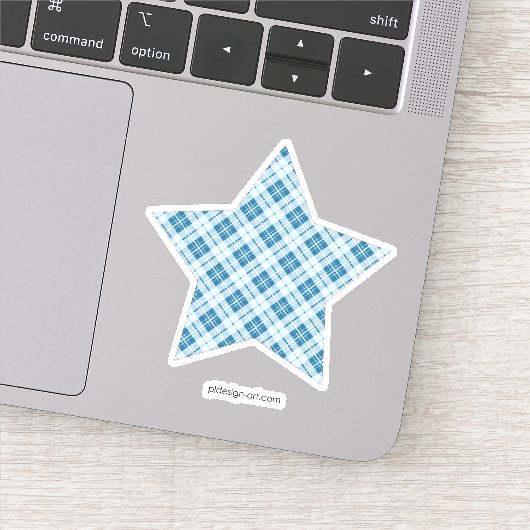 Trendy Light Blue tartan kerstster Sticker (Detail)