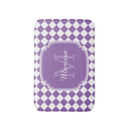 Trendy Light Paars Gecontroleerde naam Badmat (Voorkant Verticaal)