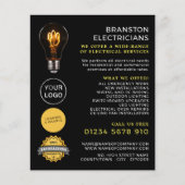Trendy Lightbulb, elektricien Adverteren Flyer (Voorkant)