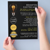 Trendy Lightbulb, elektricien Adverteren Flyer (Hand)